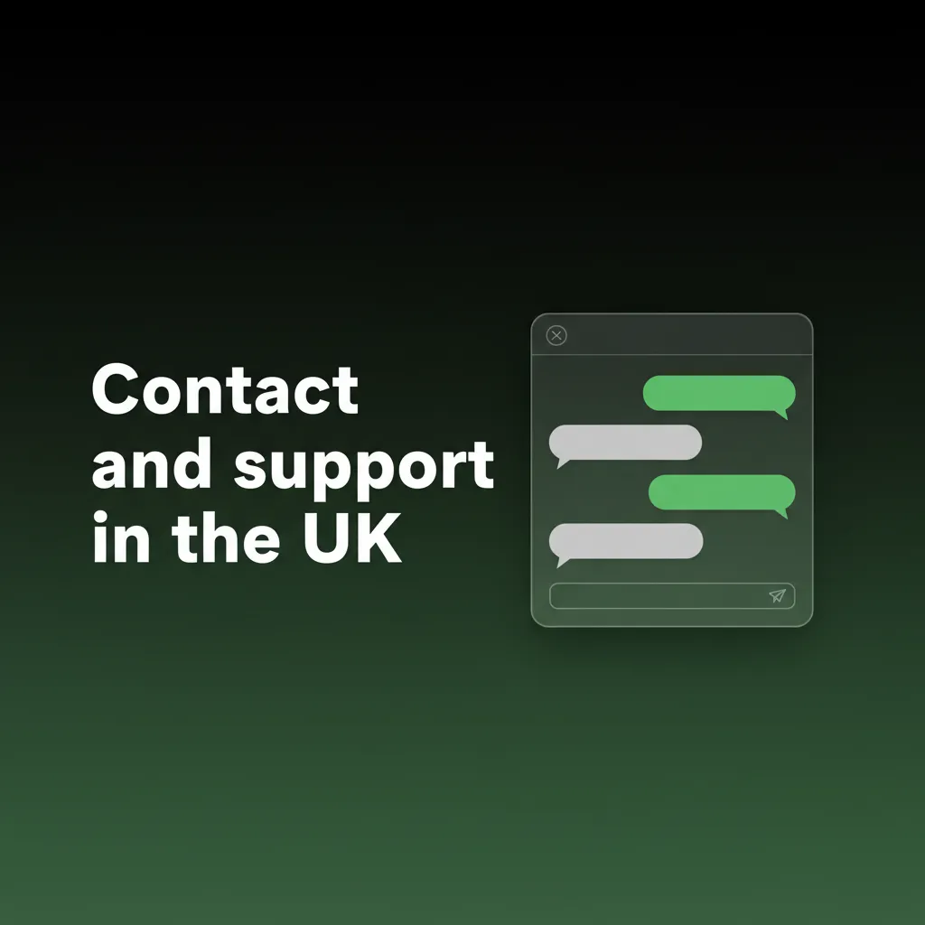 UK support options: 24/7 help from trained agents via live chat, email form, in-app, Help Centre guides, ADR, and post.