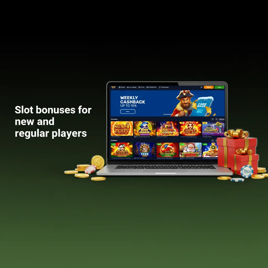 Promo banner: slot bonuses for new and regular players: 100%+100 FS, 150%+125 FS, 200%+150 FS plus reloads, cashback, loyalty