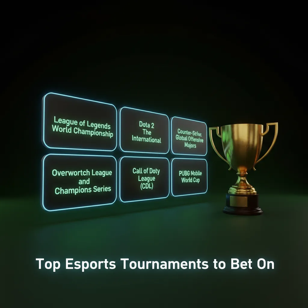 Table of top esports tournaments for betting: CS2 PGL Major, Dota 2 TI, LoL Worlds, Valorant Champions, IEM Katowice.