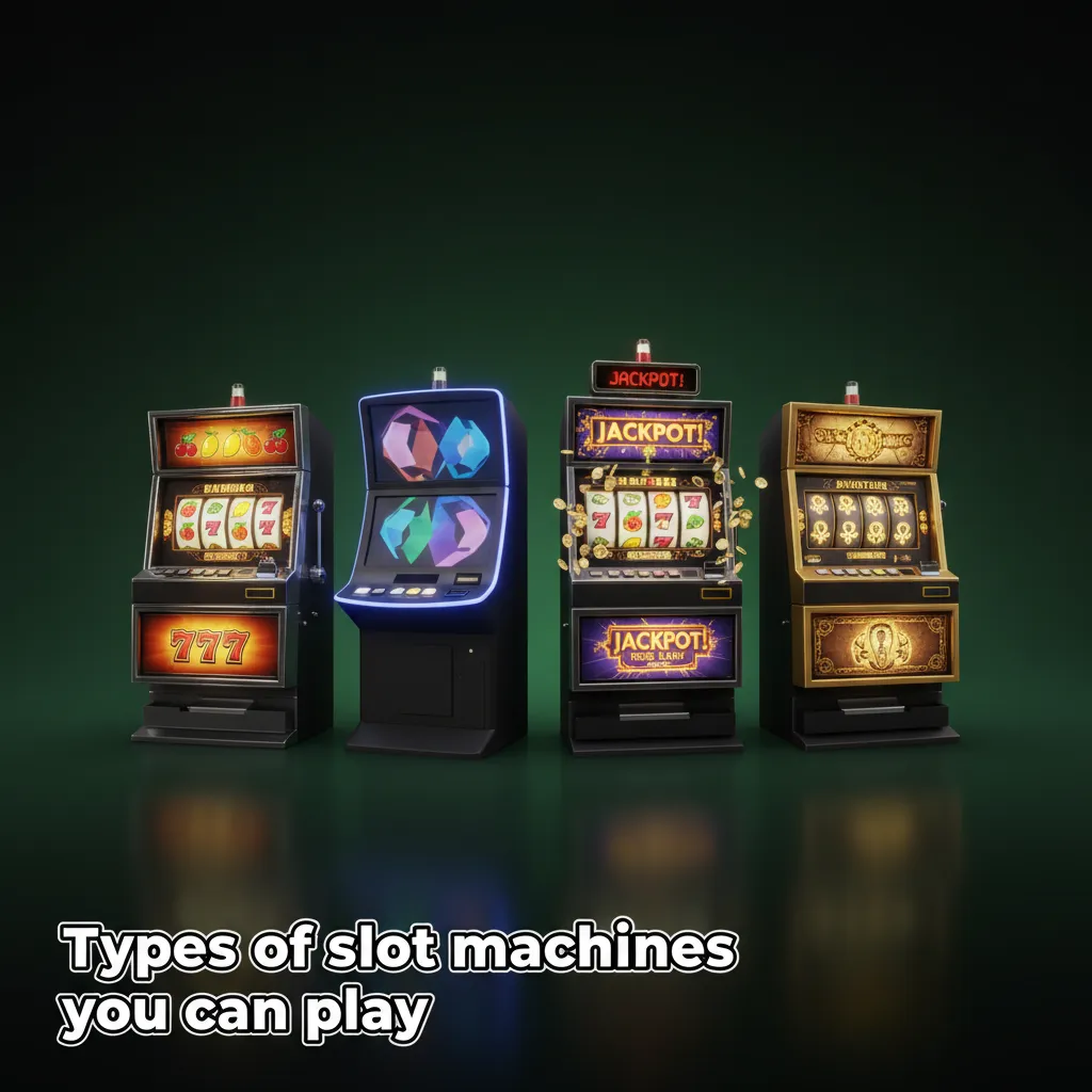 Grid of slot types: Classic, Video, Megaways, Jackpot, Cluster Pays, Branded; each shows RTP, volatility, features.